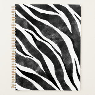   Black white Zebra Animal Print  Planner