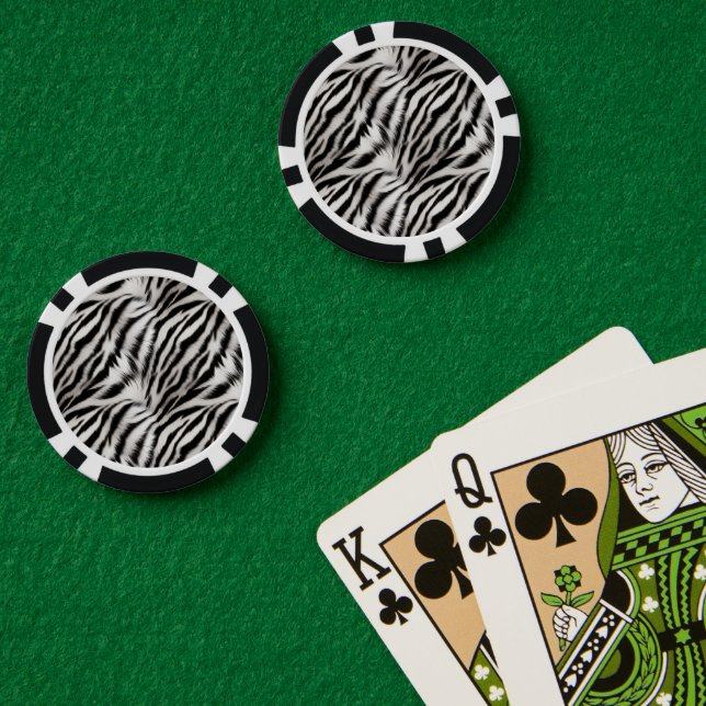 Black White Zebra Animal Print Poker Chips (Poker Table (Double))