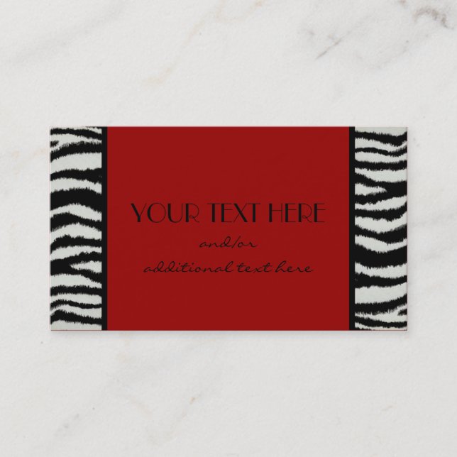 Black & White Zebra Business Card (Front)