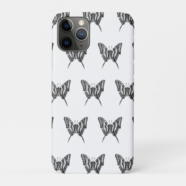 Black & White Zebra Butterfly Ink Drawing Pattern Case-Mate iPhone Case (Back)