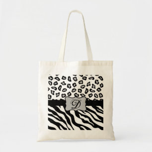 Black & White Zebra & Cheeta Skin Personalised Tote Bag