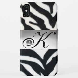 BLACK WHITE ZEBRA FUR GREY GEM MONOGRAM, Case-Mate iPhone CASE
