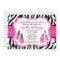 Black & White Zebra Girls Spa Invite
