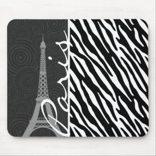 Black & White Zebra; Paris Mouse Pad