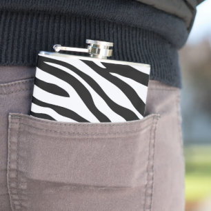 Black & White Zebra Pattern Safari Wrapped Hip Flask