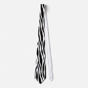 Black White Zebra pattern tie