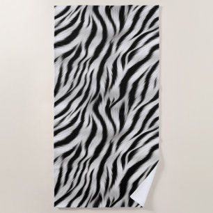  Black White Zebra Print Animal Beach Towel