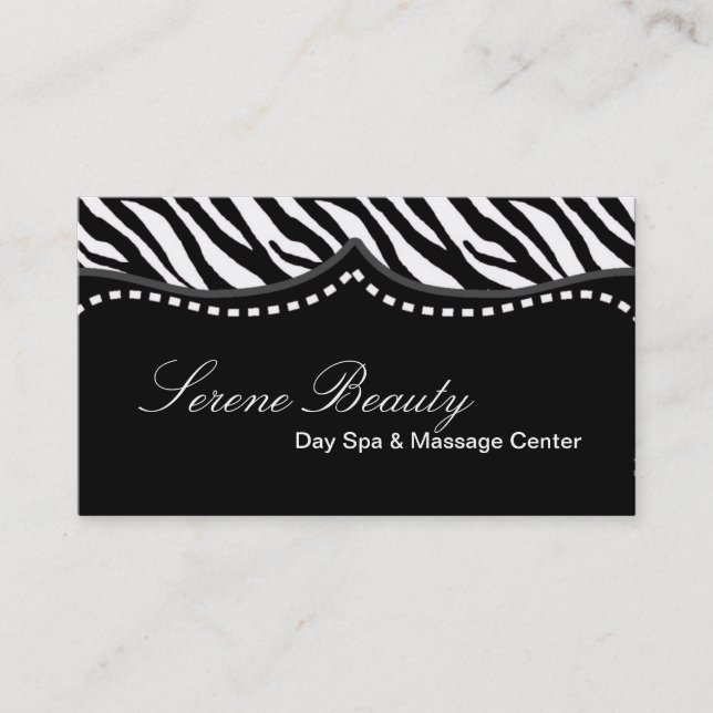 Black White Zebra Print Animal Business Card (Front)
