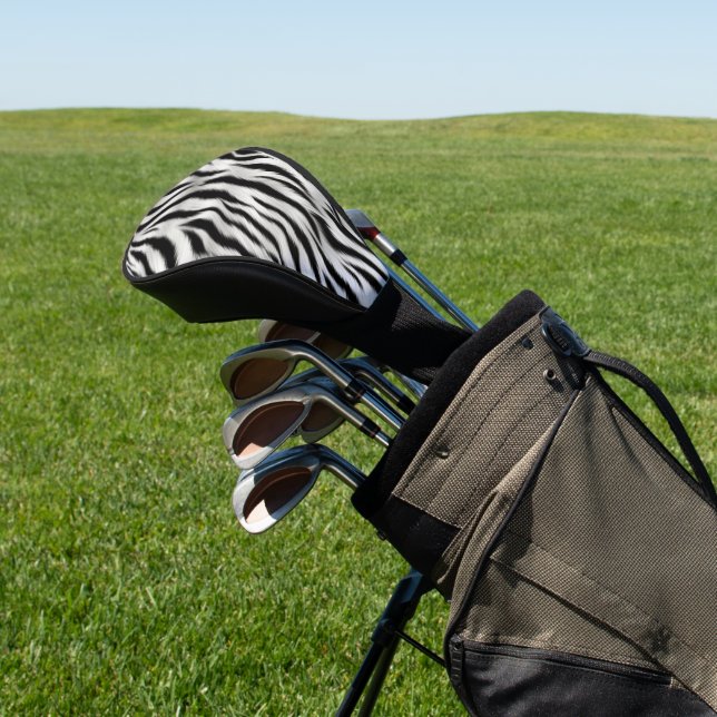  Black White Zebra Print Animal Safari Golf Head Cover (In Situ)