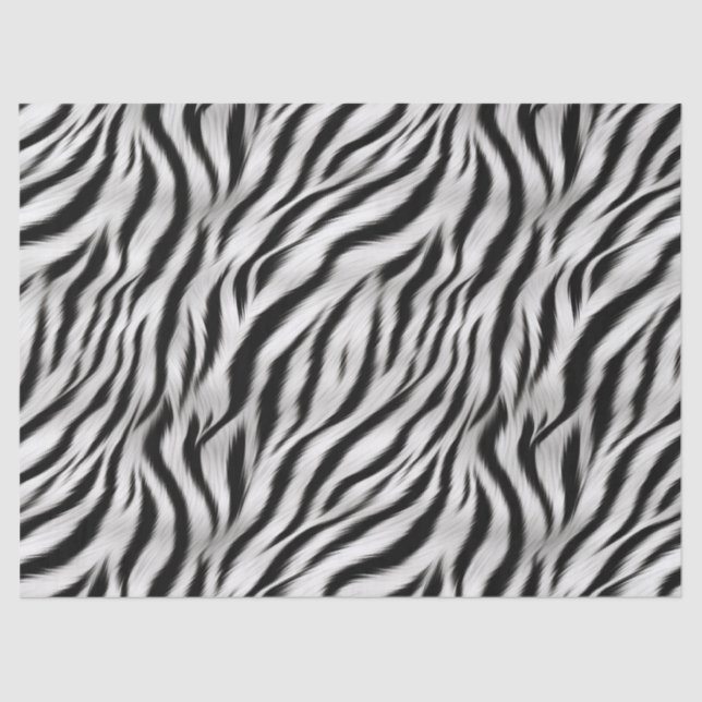  Black White Zebra Print Animal Safari Tissue Paper (Front)
