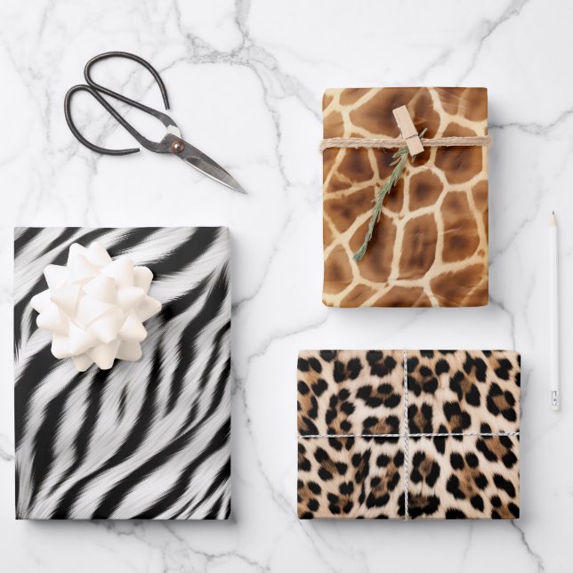  Black White Zebra Print Animal Safari Wrapping Paper Sheet (Front)