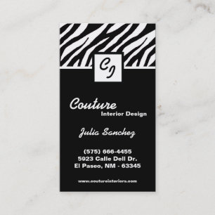 Black White Zebra Print Personalise Business Card