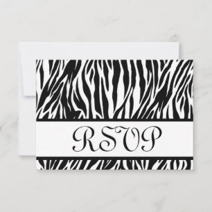 Black White Zebra Print RSVP Wedding Response Card