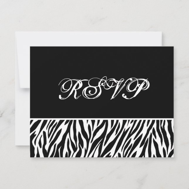 Black White Zebra Print RSVP Wedding Response Card (Front)