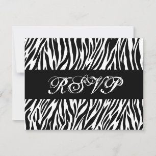 Black White Zebra Print RSVP Wedding Response Card