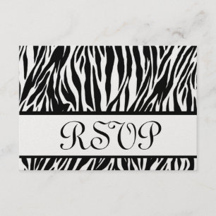 Black White Zebra Print RSVP Wedding Response Card