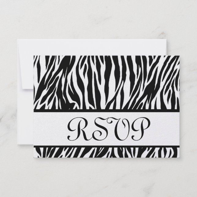 Black White Zebra Print RSVP Wedding Response Card (Front)