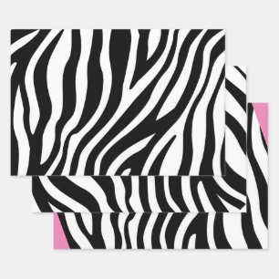 Black White Zebra Print Wrapping Paper Sheet