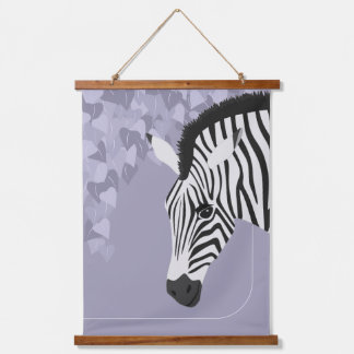 Black White Zebra Purple Ivy Hanging Tapestry