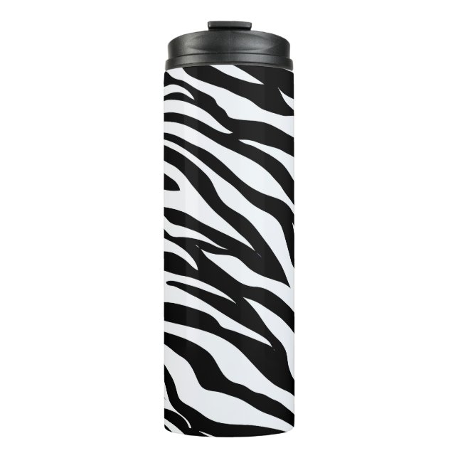 Black & White Zebra Safari Animal Pattern Thermal Tumbler (Front)