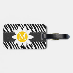 Black & White Zebra; Spring Daisy Luggage Tag