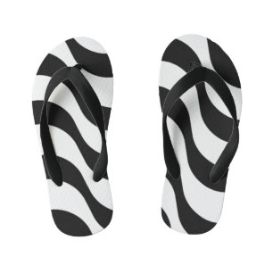 black + white zebra stripe pattern modern kid's jandals