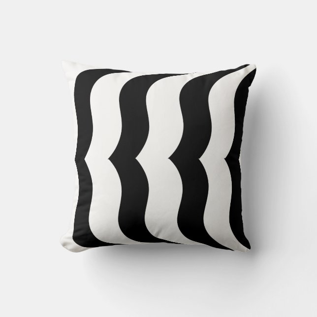 black + white zebra stripe pattern modern  pillow (Front)