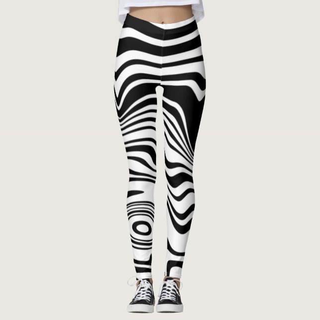 Black White Zebra Stripes Leggings or Choose Colou (Front)