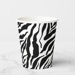 Black& White Zebra Stripes Safari Animal Print Paper Cups