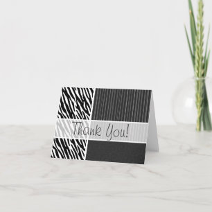 Black & White Zebra Stripes Thank You Card
