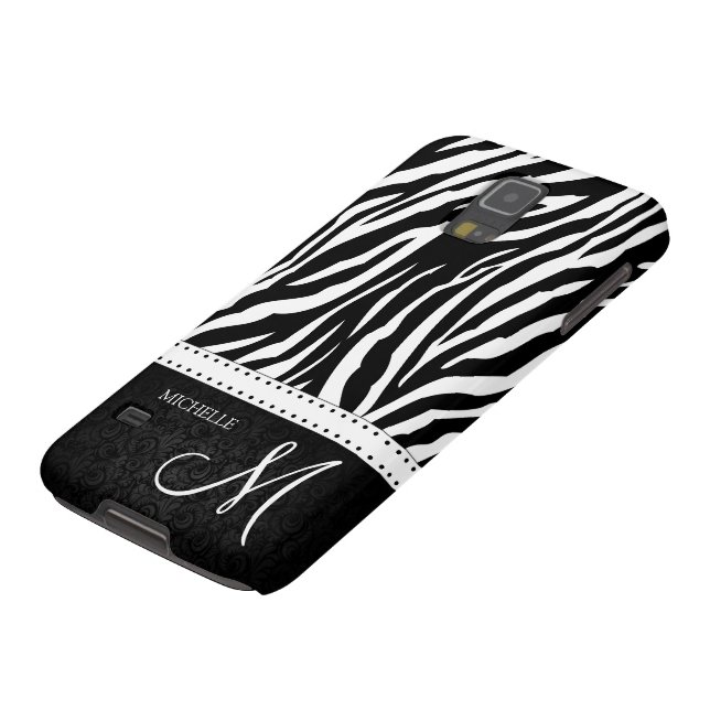 Black & White Zebra stripes with Black damask Case-Mate Samsung Galaxy Case (Top)