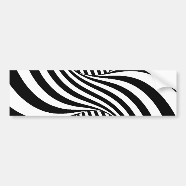 BLACK WHITE ZEBRA SWIRLS PATTERNS OPTICAL ILLUSION BUMPER STICKER (Front)