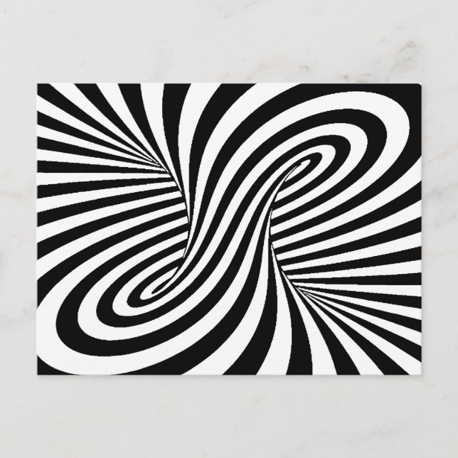 BLACK WHITE ZEBRA SWIRLS PATTERNS OPTICAL ILLUSION POSTCARD (Front)