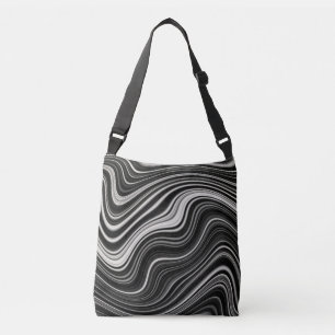Black & White Zebra Wavy Abstraction Crossbody Bag