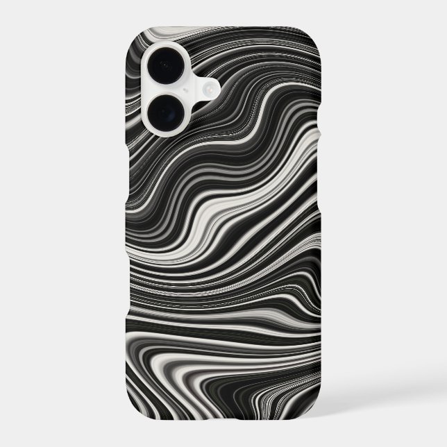 Black & White Zebra Wavy Abstraction iPhone Case (Back)