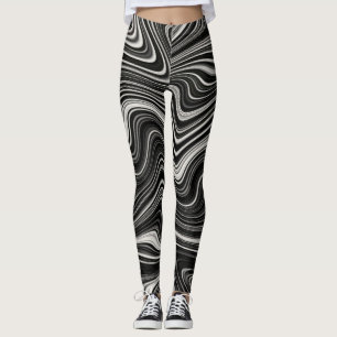 Black & White Zebra Wavy Abstraction Leggings
