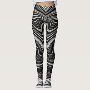 Black & White Zebra Wavy Abstraction Leggings