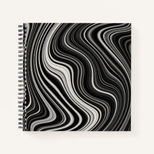 Black & White Zebra Wavy Abstraction Notebook
