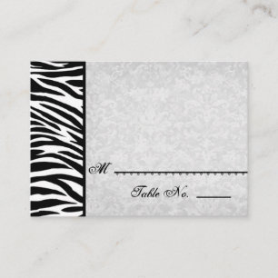 Black White Zebra with Grunge Damask Place Cards
