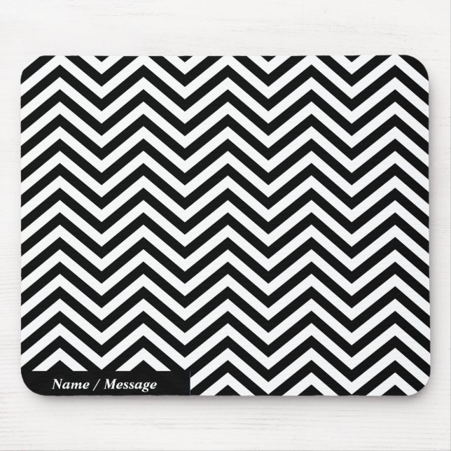 Black & White Zig Zag 1 Mousepad Options (Front)