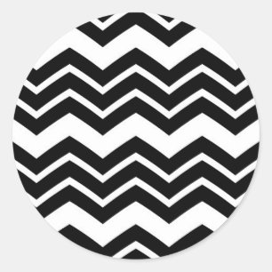 Black White Zigzag Chevron Pattern Design  Classic Round Sticker