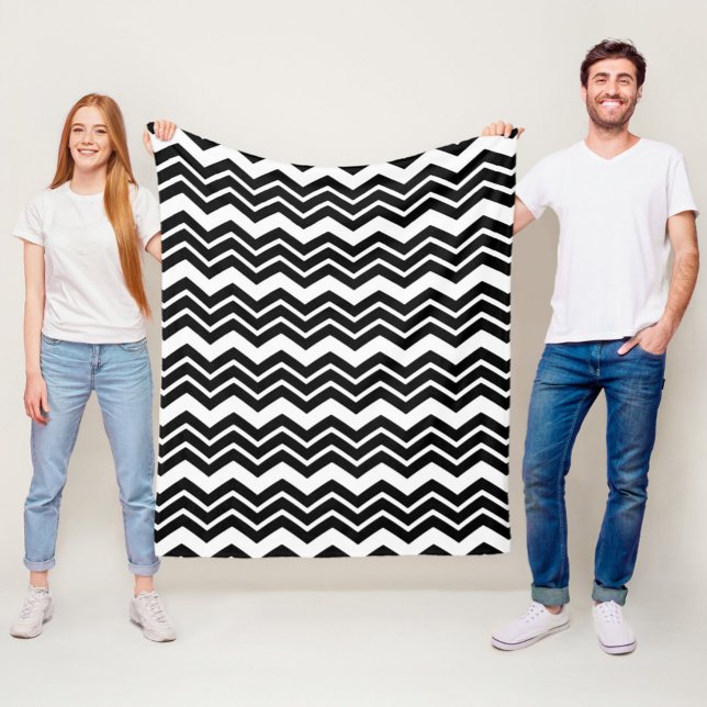 Black White Zigzag Chevron Pattern Design  Fleece Blanket (Creator Uploaded)