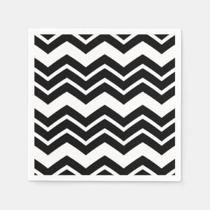 Black White Zigzag Chevron Pattern Design  Napkin