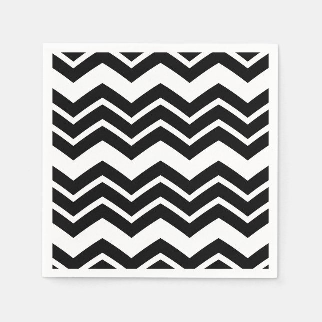 Black White Zigzag Chevron Pattern Design  Napkin (Front)