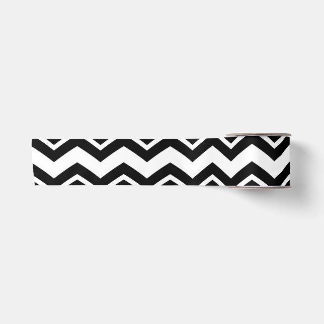 Black White Zigzag Chevron Pattern Design  Satin Ribbon (Front)