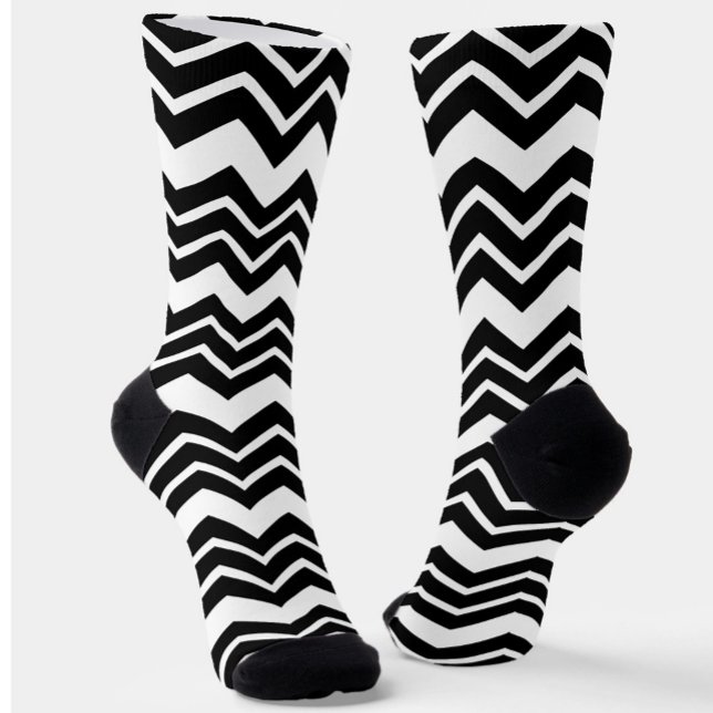 Black White Zigzag Chevron Pattern Design  Socks (Creator Uploaded)