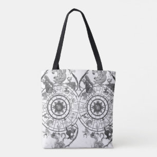 Black + White Zodiac Astrological Signs on a Tote Bag
