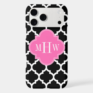 Black Wht Moroccan #5 Hot Pink #2 Name Monogram
