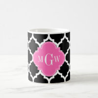 Black Wht Moroccan #5 Hot Pink #2 Name Monogram