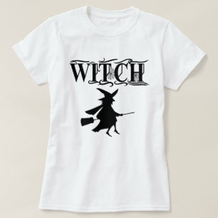 Black Wicked Flying Witch Halloween T-Shirt